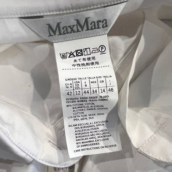 NWT MAX MARA Pegaso Cotton & Silk Shirt (US/12) - Picture 6 of 8